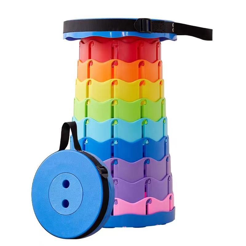 Portable Folding Telescopic Stool Lightweight Plastic Subway Queuing Chair and Outdoor Camping Fishing with Carry Bag