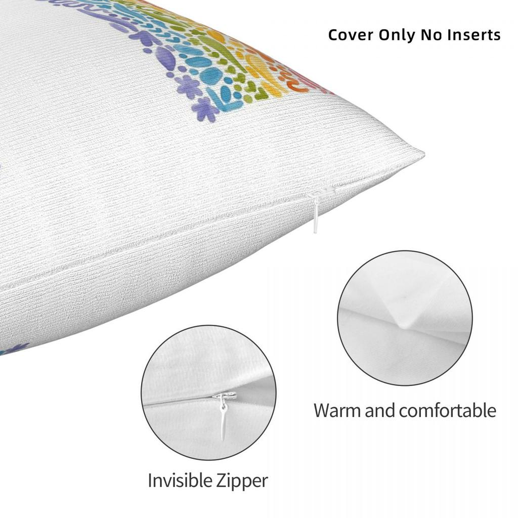 Floral Arch Rainbow Square Pillowcase Polyester Linen Velvet Printed Zip Decorative Throw Pillow Case Car Cushion Cover