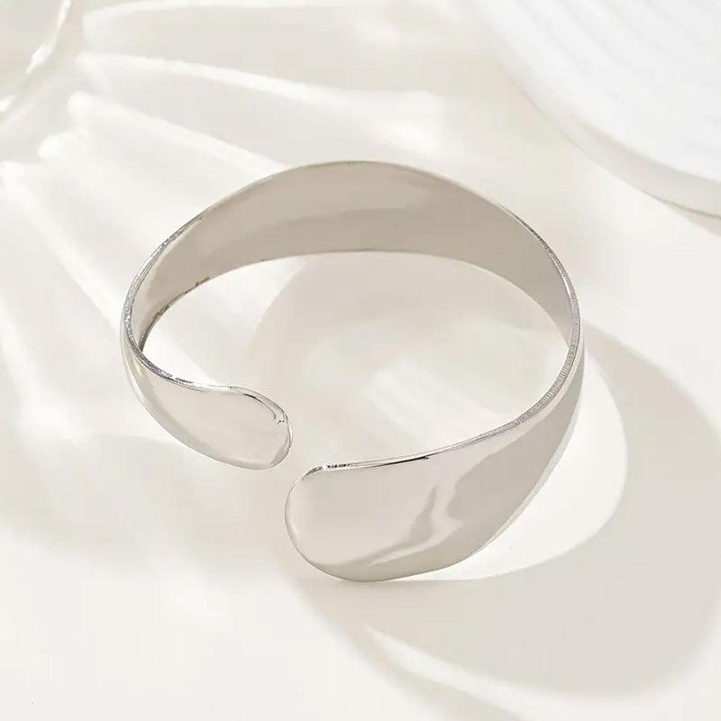 Water Drop Shape Open Cuff Bracelet - Polished Punk Metal Jewelry for Daily Wear