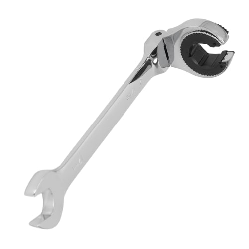 Flexible Head Gear Wrench, 17mm Flare Nut Flex Gear Wrench, Flex Head Ratchet Combination Wrench for Fuel, Brake, and Air Conditioning Pipe Nuts, Open