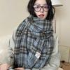 Maillard Plaid Scarf Women'S Season Thickened Warm Shawl Dual-Purpose Solid Color Student Bib Neck Tide