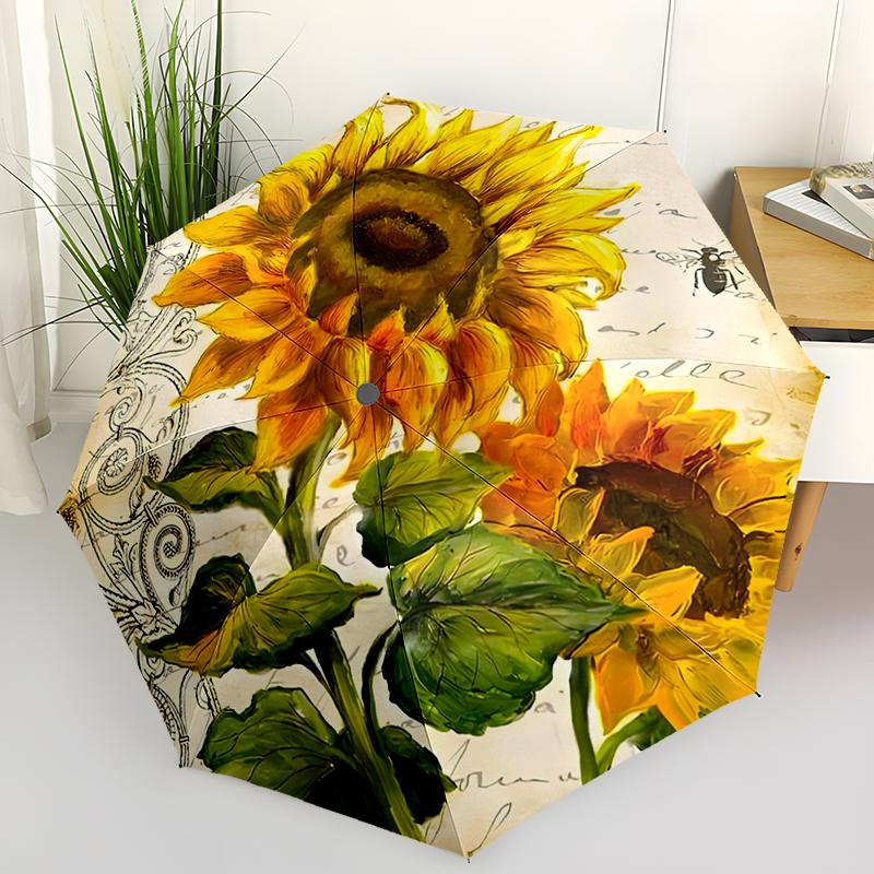 Rose Bright Flowers Automatic Umbrella, Compact Design with 8 Ribs,  Outdoor Leisure and Daily Use-ideal Gift