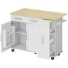 Isola Cucina Mobile, Piano Espandibile, Ante di Armadietto, Cassetti, Portasciugamani, Carrello da Cucina in MDF, Bianco