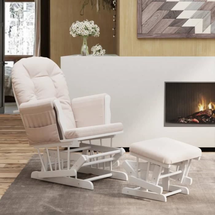 VidaXL Rocking Chair with Footrest Light Pink Fabric 351660