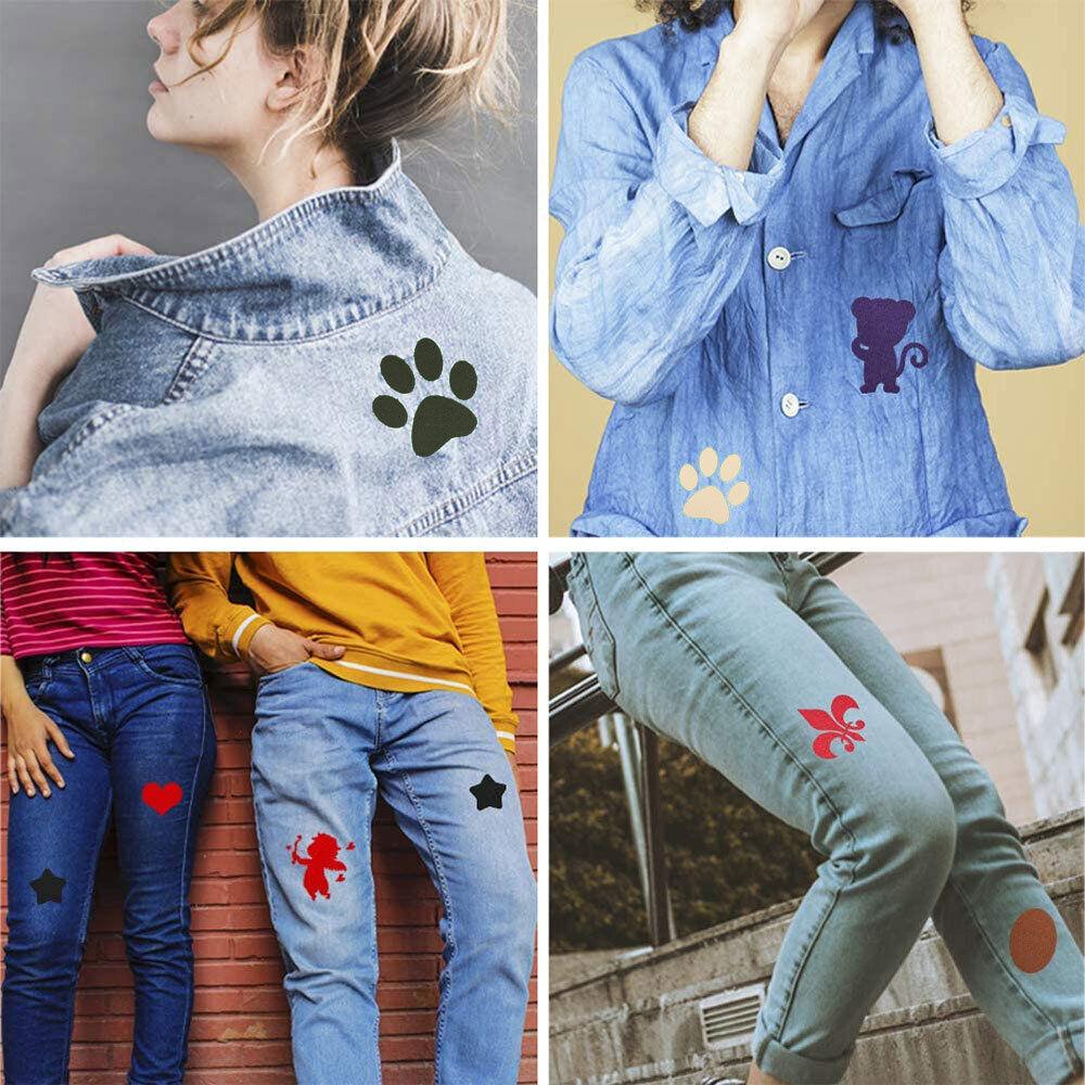 4.9 x 3.7 Inch Iron on Fabric Patch No Sew Denim Patch Adhesive Colorful Jacket Jean Clothes Pants Denim Patch DIY for Repairing