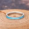 Bague Huitan Émail Bleu pour Femme Design Élégant Simple Accessoires de Fête Mariage Mode Polyvalente Quotidienne Métal Couleur Cuivre Bijoux
