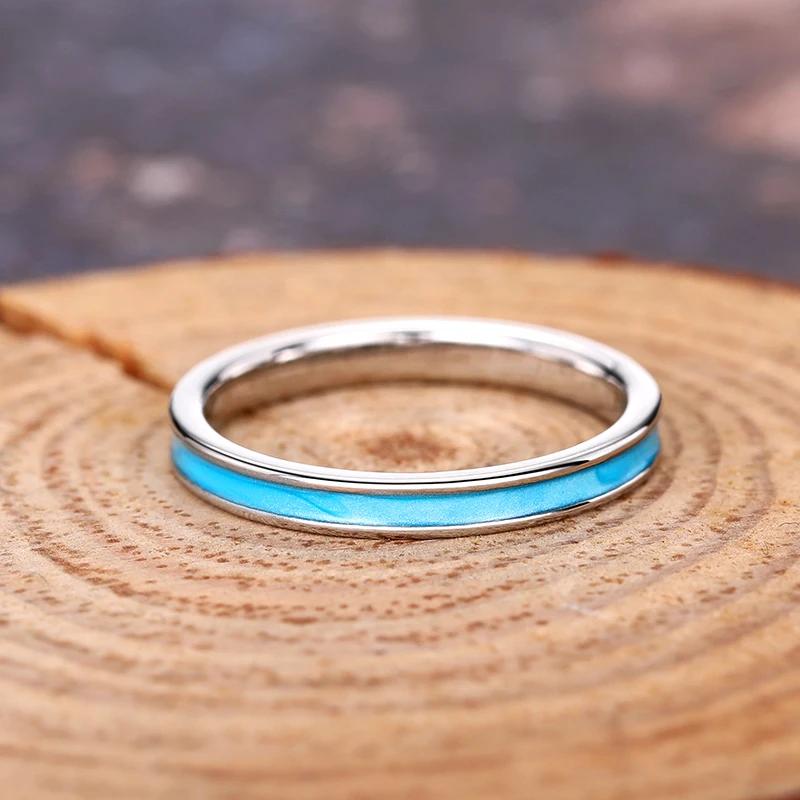 Bague Huitan Émail Bleu pour Femme Design Élégant Simple Accessoires de Fête Mariage Mode Polyvalente Quotidienne Métal Couleur Cuivre Bijoux
