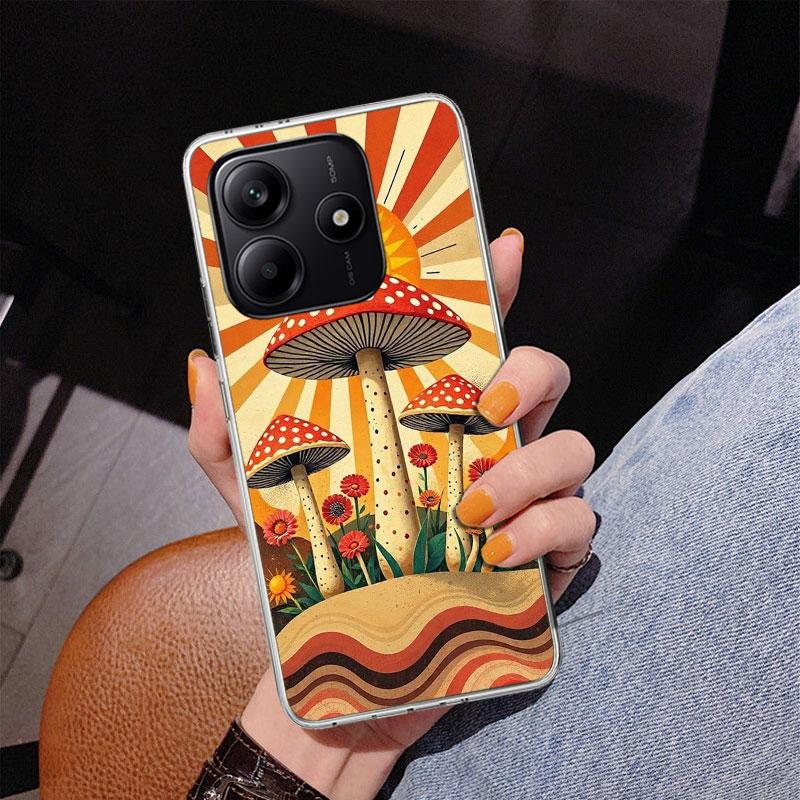 Boho Hippy Mushroom Sunrise Phone Case For Xiaomi Redmi Note 15 14 13 12S 12 11 Pro Plus 14S 11S 11E 10 10S 11T 5G Personalized