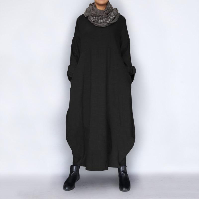 

Длинное свободное женское платье с длинным рукавом