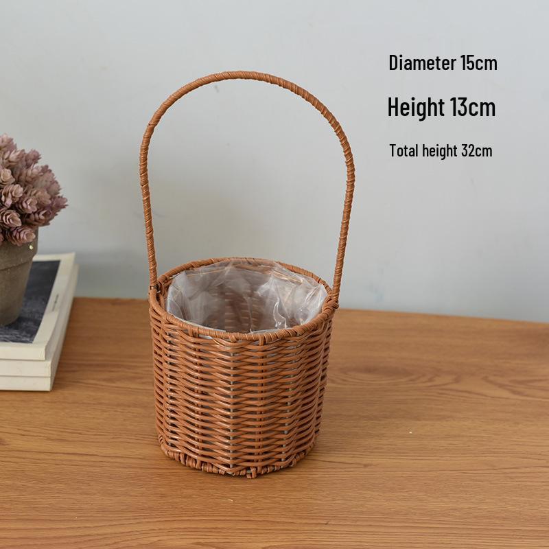 Large European-Style Bamboo Flower Basket for Arrangements - Handwoven Indoor Floral Storage Basket
