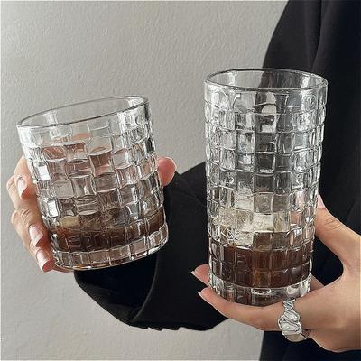 330ml/410ml Creative Relief Design Glass Cup Sweet Wine Glass Rattan Woven Cocktail Glass Household Drinking Glasses Coffee Mug