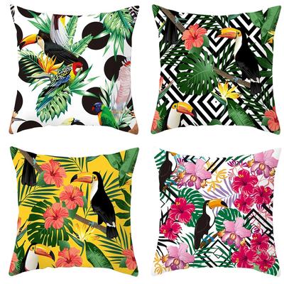 Home Decor Tropical Toucans & Floral Patterned Pillow Covers Pattern Cushion Cover Suitable for Sofa Bedroom Car Pillow Cover