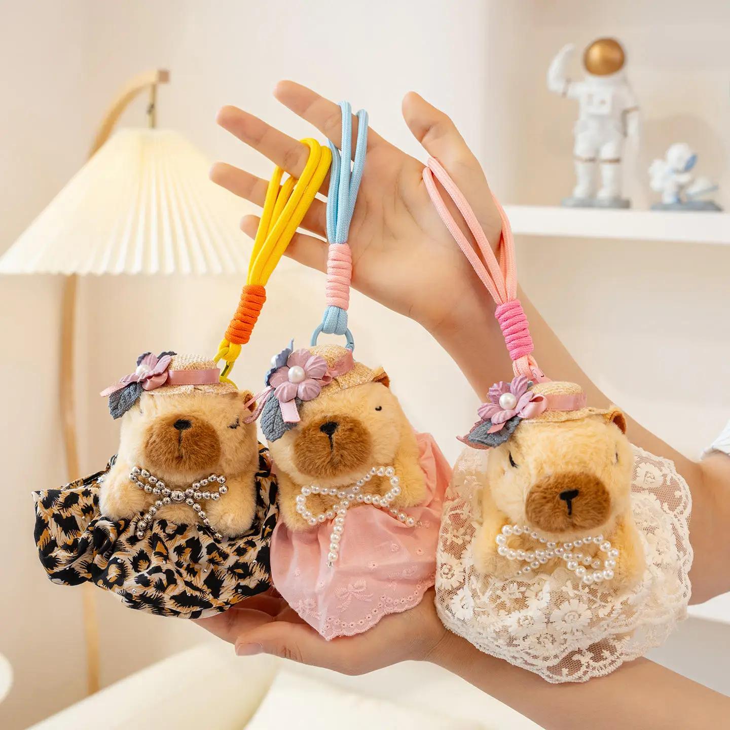 

Cartoon Capybara Plush Toys Pendant Cute Dressed Up Capybala Key Rings Kawaii Bags Car Hanging Decor Creative Gifts For Friends 13cm коричневий