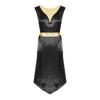 Women Church Worship Robe Choir Performance Tunic Metallic Patchwork Lace Up Sides Split Satin Dress