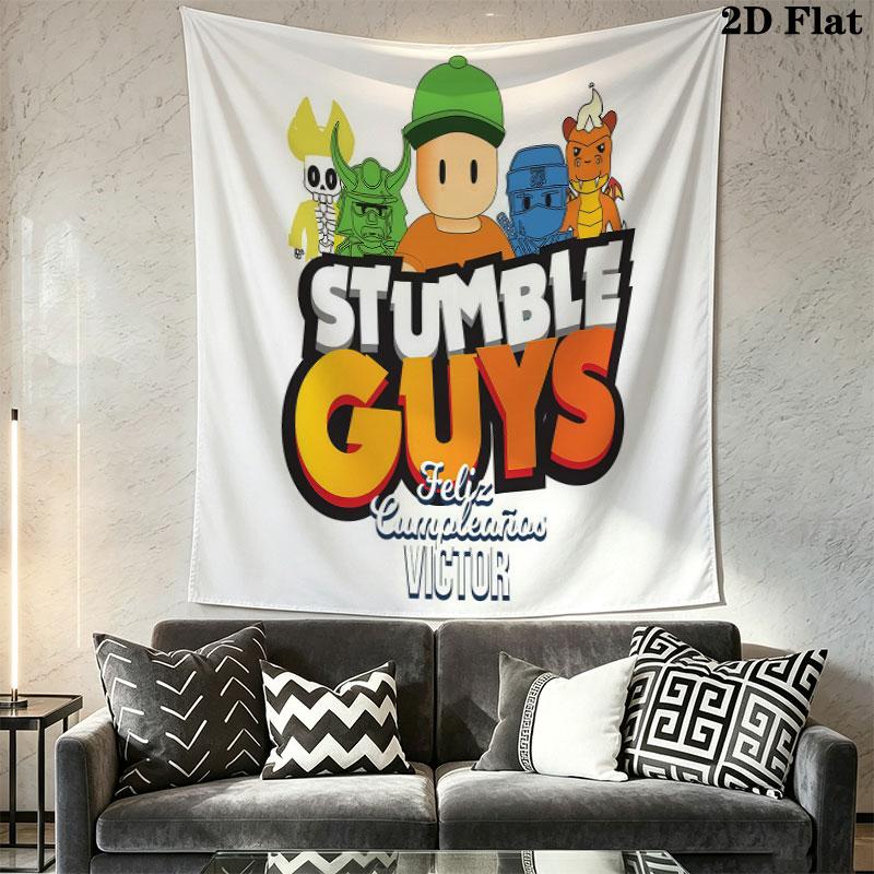 Stumble Guys Sprint Telo da Parete Stampato Coperta in Tessuto Arazzi Decorativi per Camera da Letto Soggiorno Arredamento per la Casa