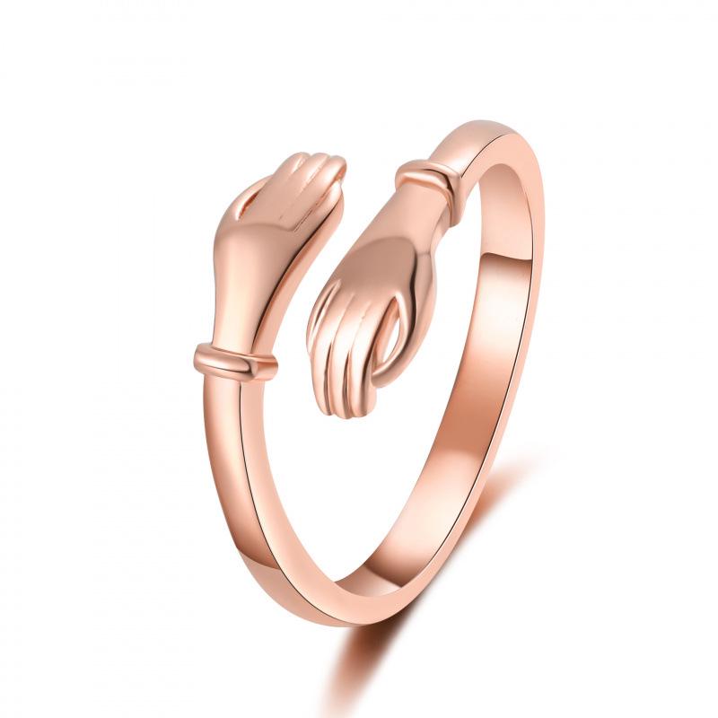 Romantic Adjustable Double Hand Hug Ring - Simple Fashion Jewelry