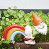Lucky Garden Rainbow Fart Dwarf Gnome Micro Landscape Crafts Gnome Ornament Funny Dwarf Throw Up Statue Bonsai Home Decor