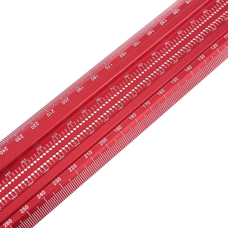 Precision Marking T-Ruler Aluminum Alloy Woodworking Scribe Marking Gauge Deluxe Crossed-out Hole Scribe Ruler 300/400mm