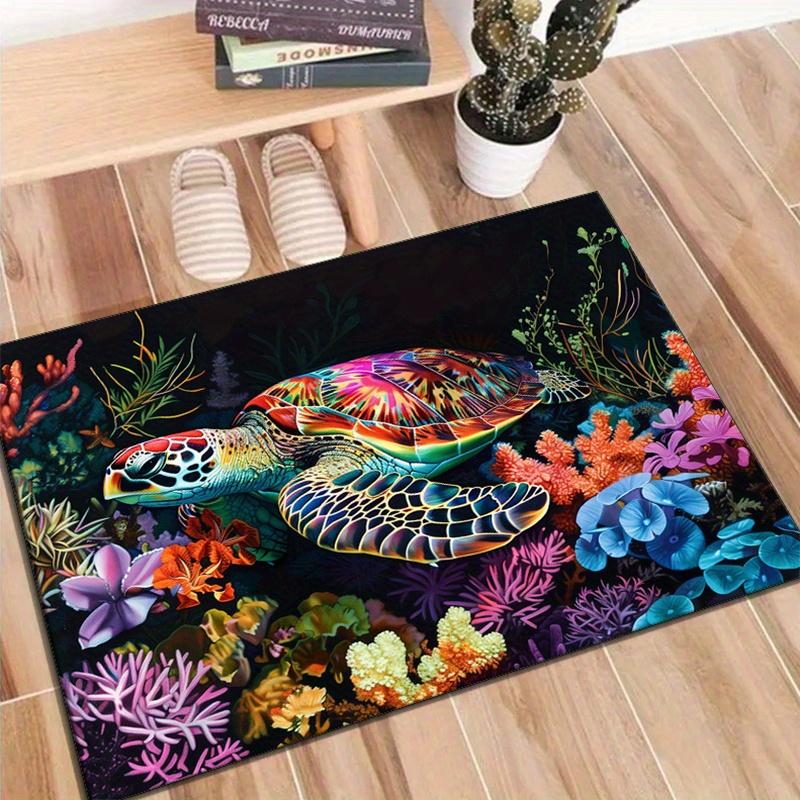 

Коврик с принтом фэнтезийной морской черепахи - Хрустальный бархат, Нескользящий, Декоративный для гостиной, спальни, домашнего пола - Полиэстер (100%) Морская тематика 60cm x 90cm