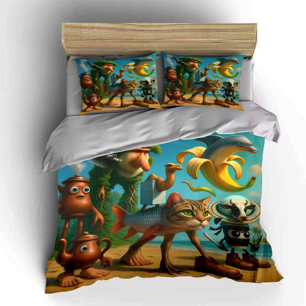 Creative Trio for Surreal Adventures  Exquisite three-piece bedding set gift for kids and adults 135x200cm