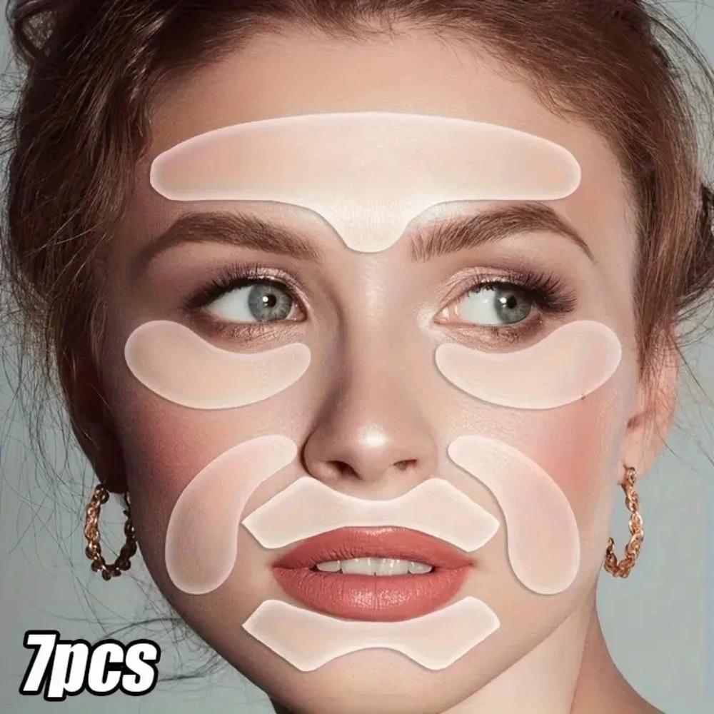 7PCS Reusable Silicone Anti-wrinkle Face Forehead Cheek Chin Pads Anti Aging Facial Skin Lifting Patches Wrinkle Remover Strips