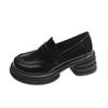Size 35-42, large size women's shoes 41 fat feet platform British style small leather shoes women's spring one-pedal single shoes tide