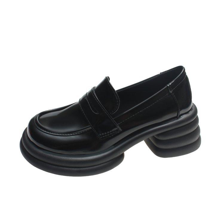 Size 35-42, large size women's shoes 41 fat feet platform British style small leather shoes women's spring one-pedal single shoes tide