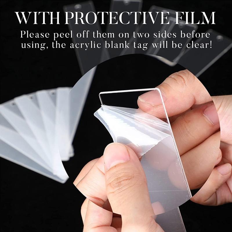 20Pieces Clear Acrylics Bookmarks with Tassels 0.94x5.5In Unfinish Paintable Bookmarks for Painting Handmade Art Craft