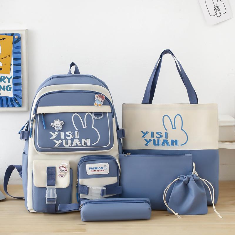 

Симпатичный школьный рюкзак для девочек младшего школьного возраста, студенческий рюкзак контрастного цвета синий