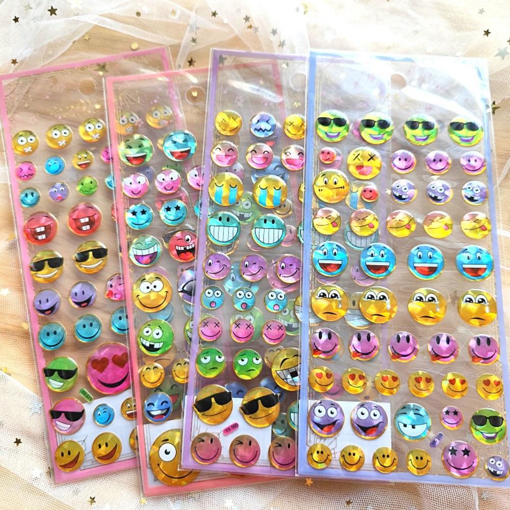 4-Piece Cute Cartoon Smiley Round Stickers - Kindergarten Kids' Face Reward Stickers for Hand Accounts, Diaries & Notebook Decor
