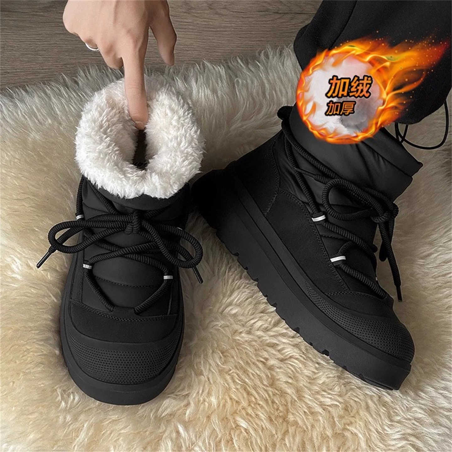 Snow boots niche design outdoor hiking shoes winter piled thickened thermal cotton shoes Martin boots 39