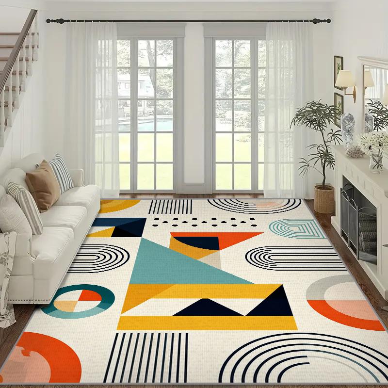 VIKAMA Abstract Geometric Crystal Flocking Bedside Carpets for Living Room Sofa Doormat Tables Mat Kitchen Non-slip Floor Rug