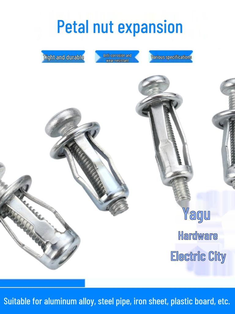 Petal Nut Expansion Bolt Rivet Nut M4M5M6 Sheet Metal Weldless Locking Bolt Free Screws