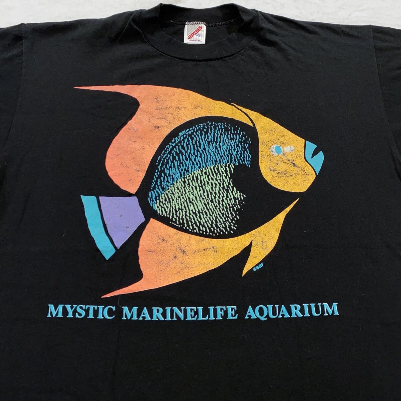 

vintage 90s MYSTIC MARINELIFE AQUARIUM CONNECTICUT T-Shirt LARGE/XL fish soft L