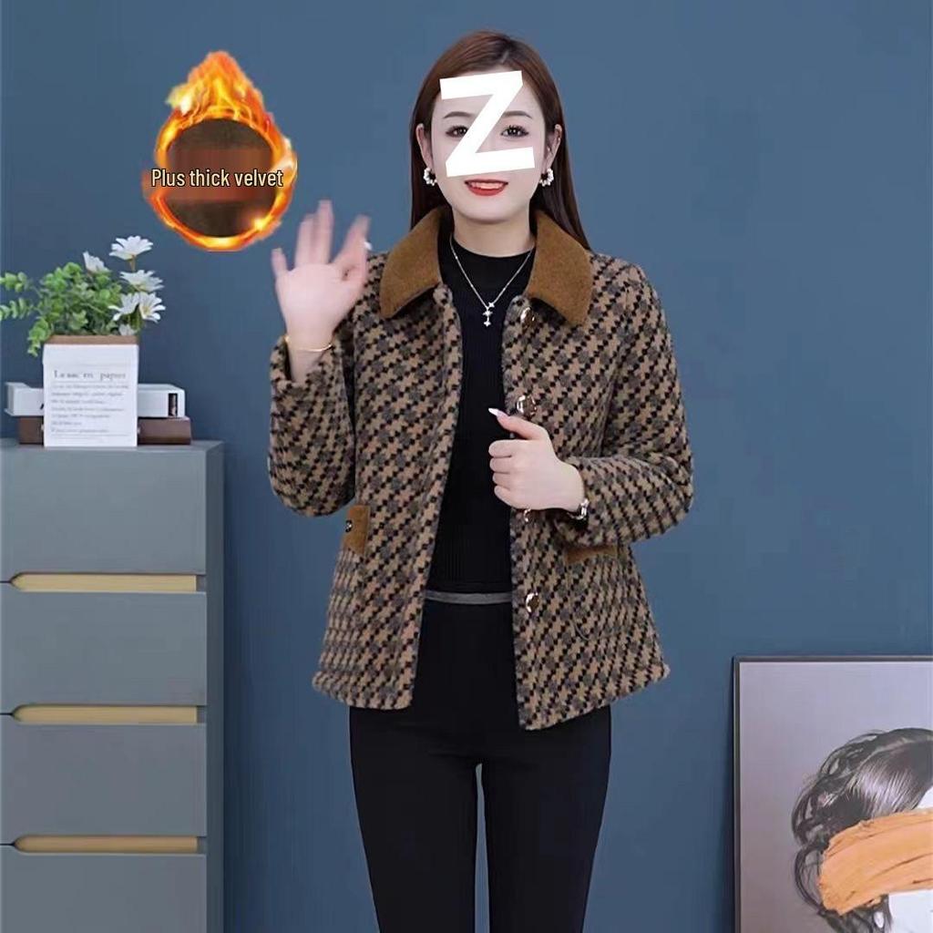 Velvet Lined Warm Winter Jacket 2025 - Chic Short Style for Middle-aged & Elderly Women
