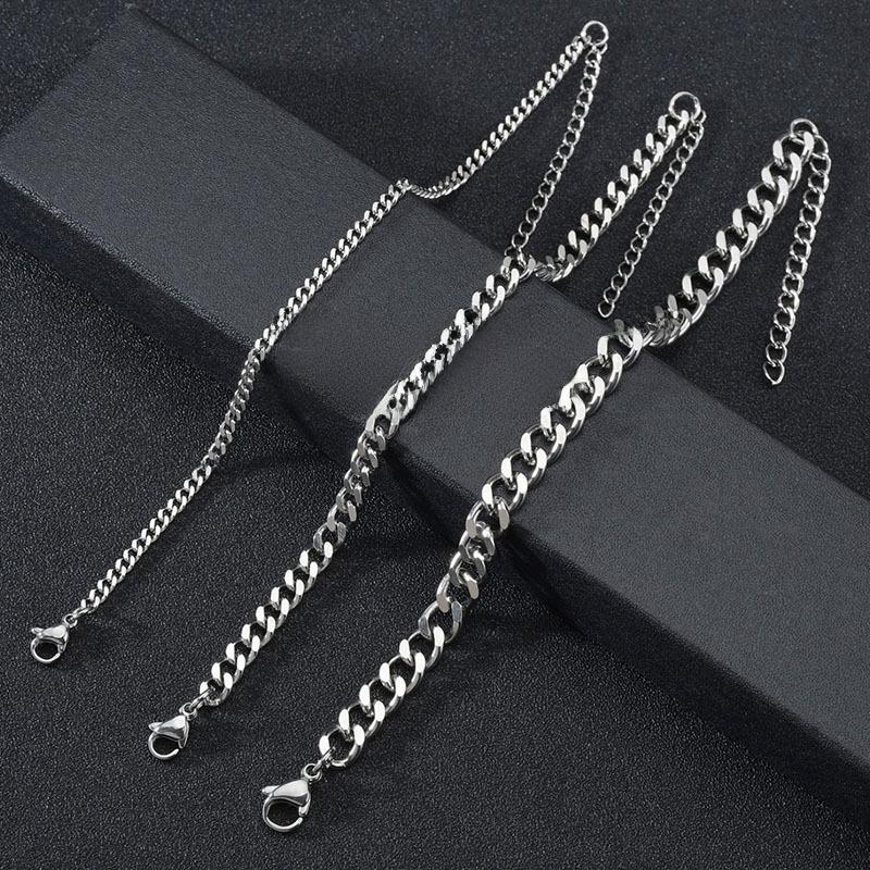 Bransoletka Łańcuszek Kubański Hip-Hop ze Stali Tytanowej Pozłacanej 18k Unisex