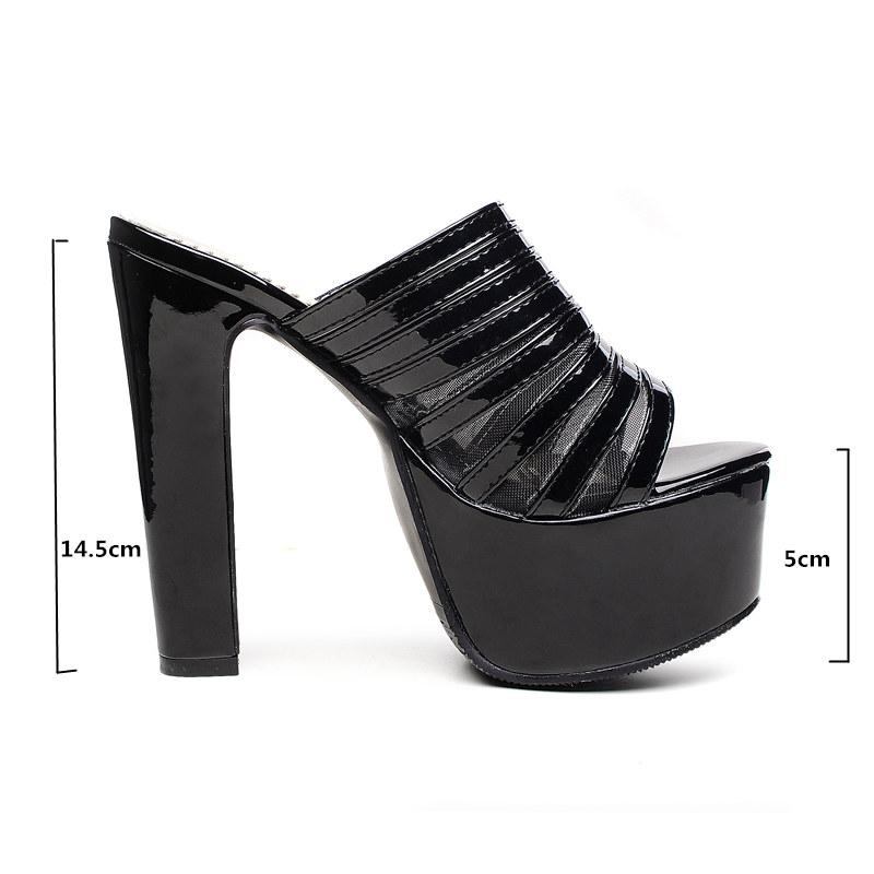 Fashion Sexy Slippers Women Platform Black White Extreme High Heels Slides Luxury Summer Mules Shoes Ladies Flip Flops Large Size 48
