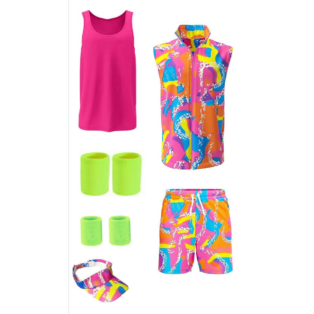 Jaren 80 Heren Workout Kostuum Halloween Cosplay Koppel Outfits Jaren 80 90 Workout Kostuum Outfit Set Voor Volwassen Mannen