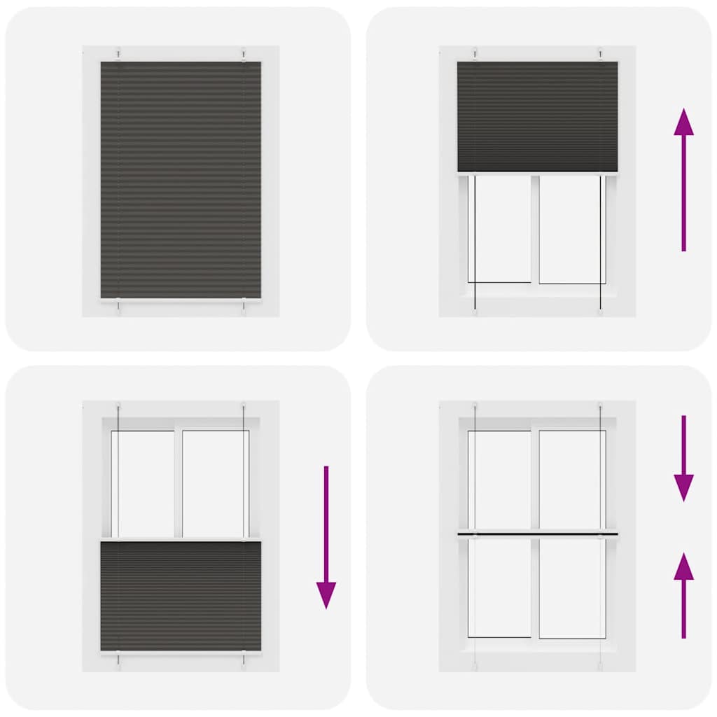 Black Pleated Roller Blind 100X100 Cm Fabric Width 99.4 Cm