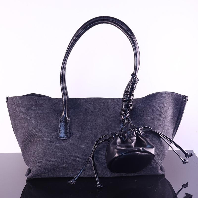 Vintage matte cowhide tote bag suede women s shoulder underarm bag niche design leather large capacity handbag