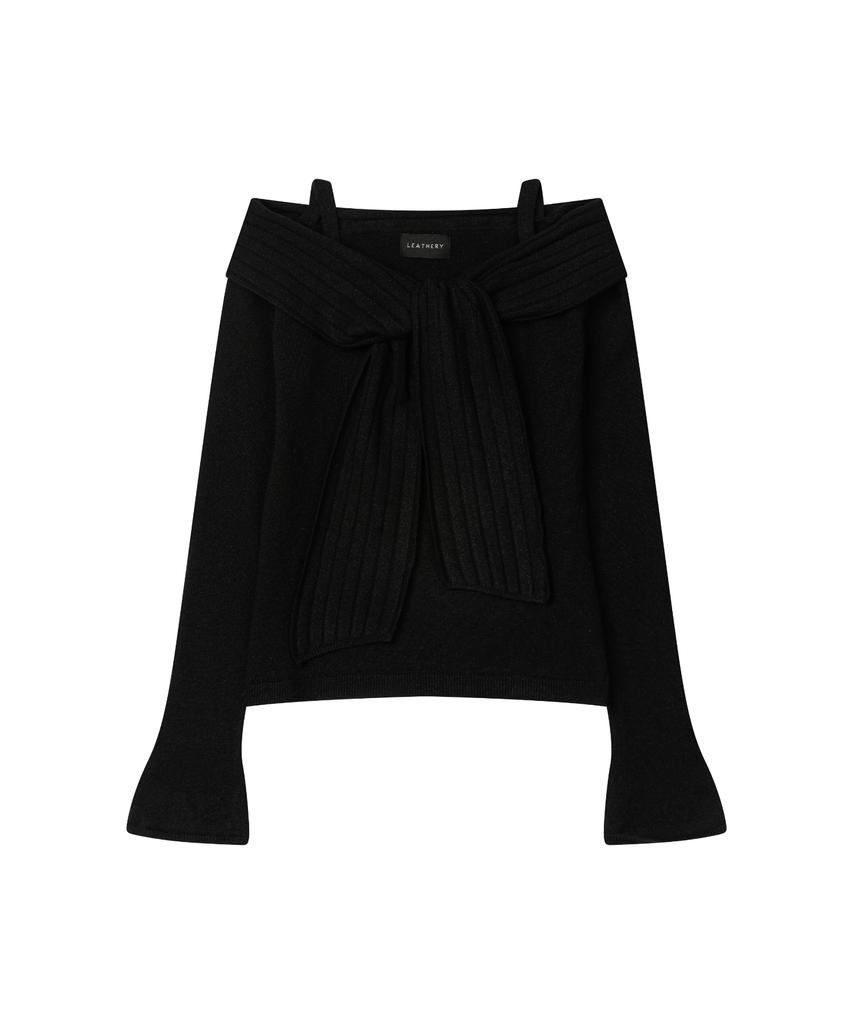 Ledeoli Soft Muffler Off-Shoulder Knit [Melange]