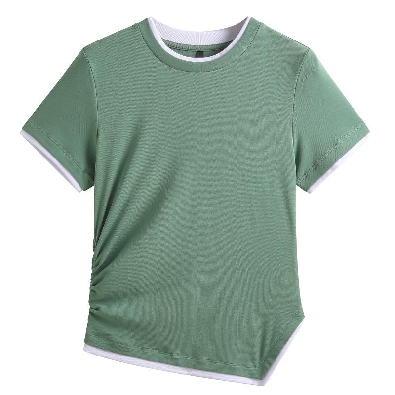 Dámské tričko s kulatým výstřihem krátký rukáv Dámské triko Jaro a léto Všestranný Bavlna Elastická Slim Fit Top