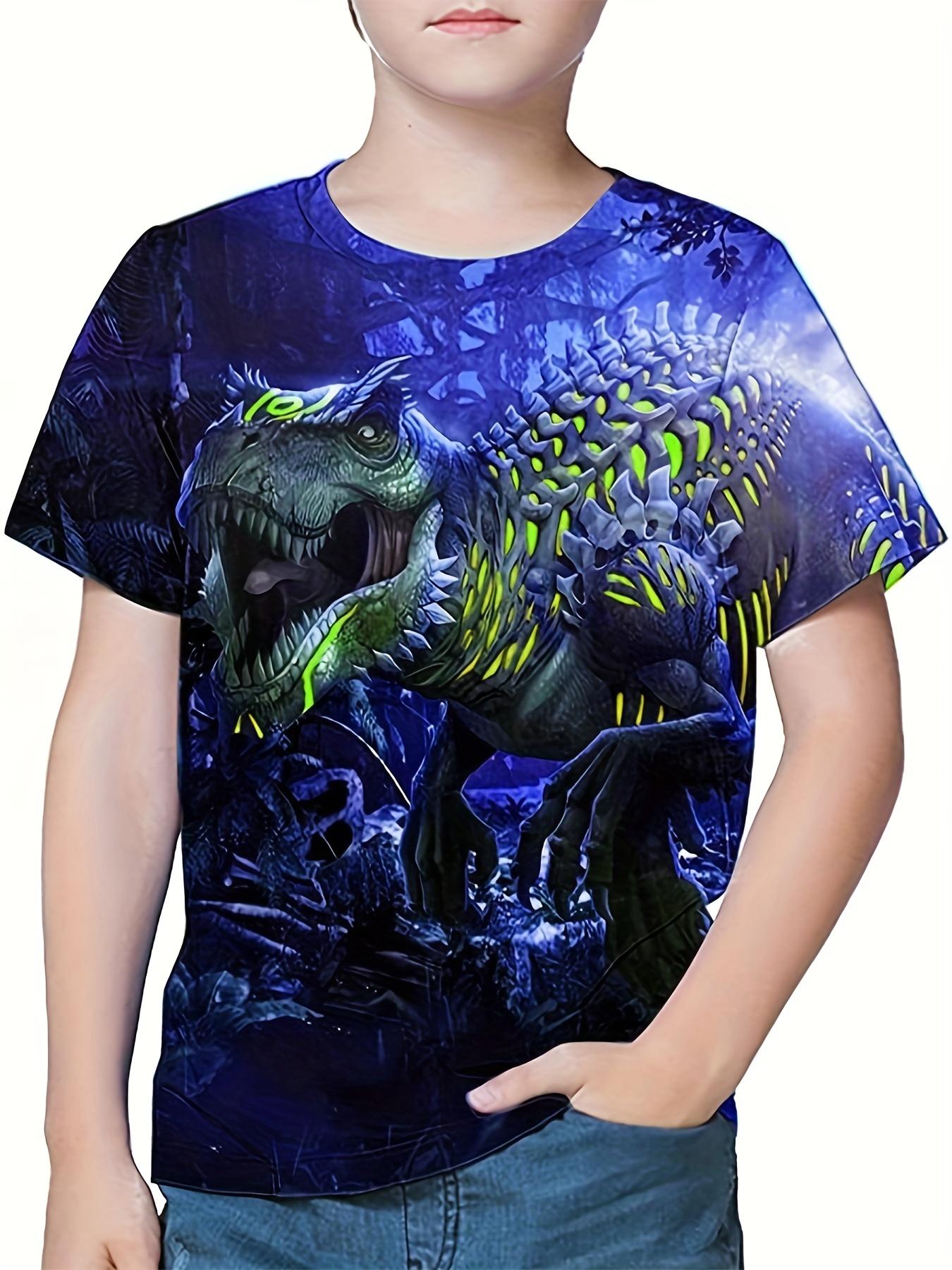 

Детская одежда Футболка для мальчиков с коротким рукавом Крутой 3D-принт с динозаврами Детская летняя одежда Стильная уличная одежда для девочек Топы 160