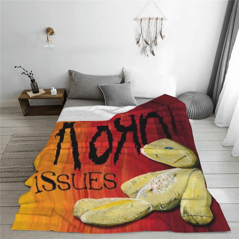 Custom Industrial Metal Rock Band Korns Blanket Soft Fleece Spring Warm Flannel Throw Blankets for Sofa Travel Bedroom Bedspread