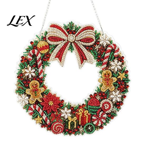 Festive Tree Ornament Crafting Christmas Rhinestone Painting Suncatcher Kit, DIY Faux Pearl Art Xmas Crafts for Adults Beginner, Acrylic Decorative