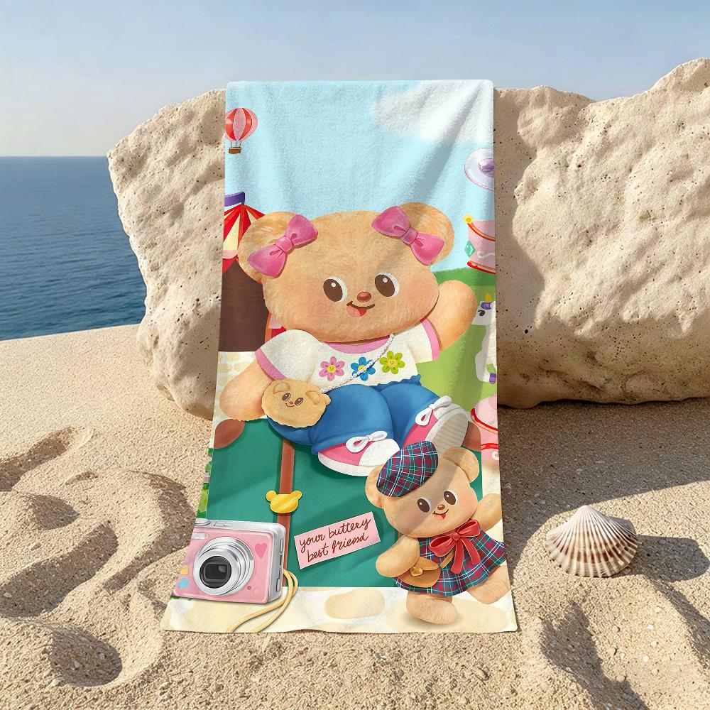 Cute Cartoon B-Butterbear Beach Towel For Beaches Yoga Studios Gyms Hot Springs Swimming Pools And Picnics