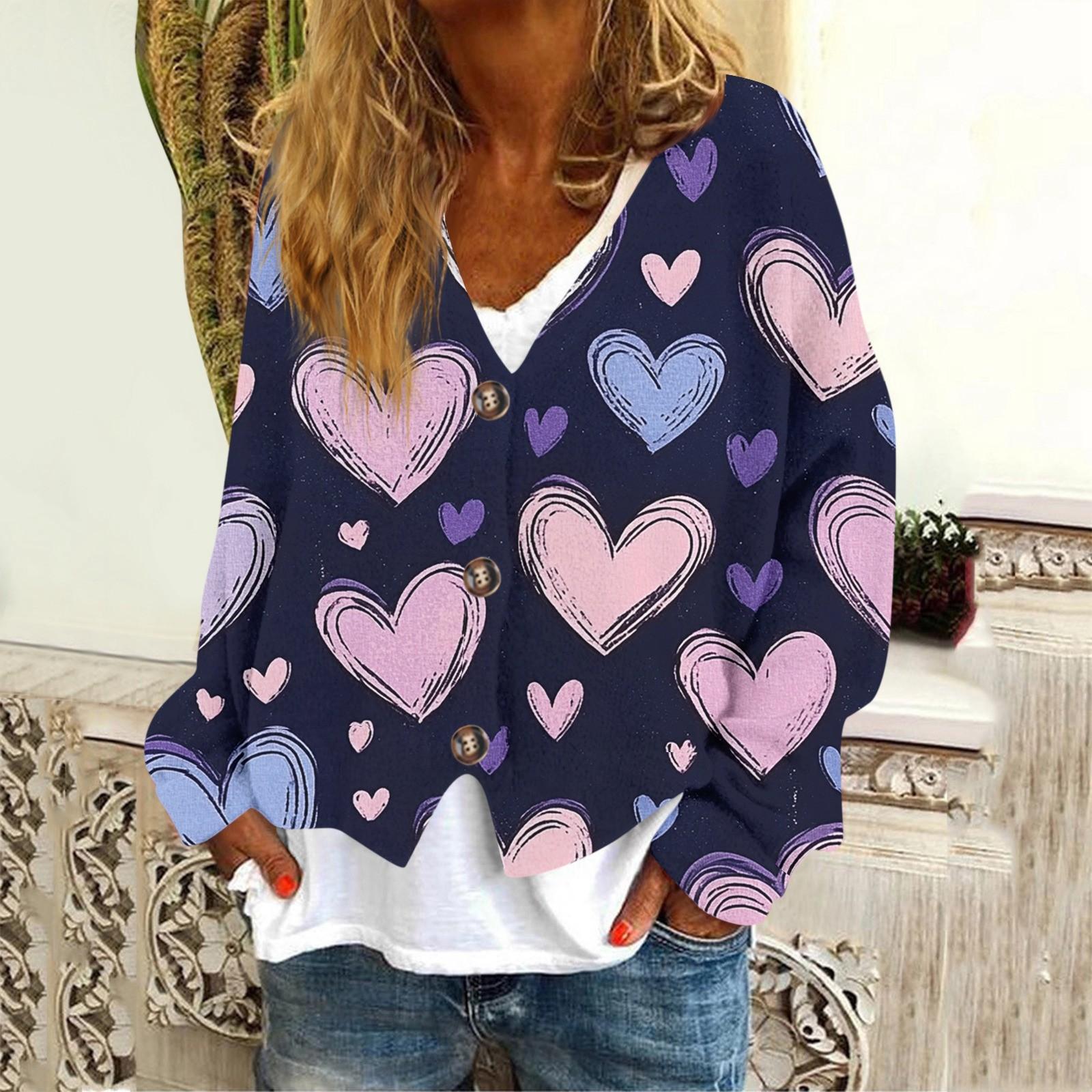 

Женская модная повседневная куртка-толстовка с длинным рукавом с принтом ко Дню святого Валентина M белый