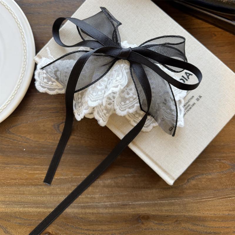 Korean Lace Skirt Bow Low Ponytail Hair Clips Women French Sweet Princess Half-Up Style Barrettes Daily Fashion Accessories Cute