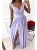 V Neck Lace Solid Color Dress Waist Hugging Overlapping  Elegant Pleated Dress for Women Sleeveless Loose Dresses Causal Dress