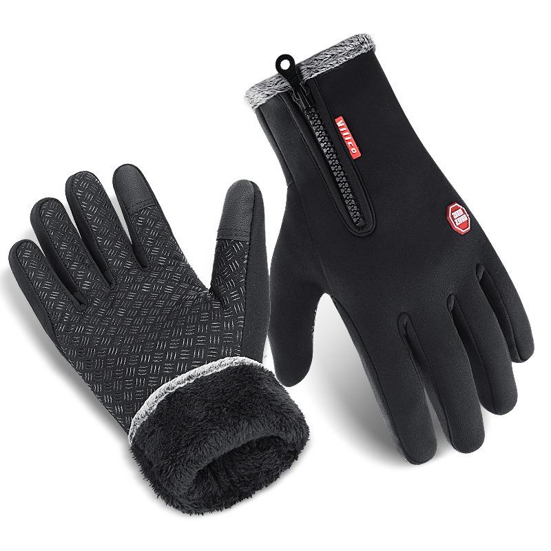 Outdoor windproof winter velvet thickened warm men's and women's sports bicycles cycling skiing touch screen non-slip gloves